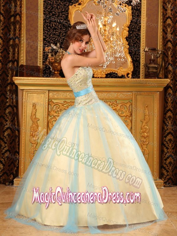 Champagne Puffy Quinceanera Gowns with Beaded Bodice near Algoma WI