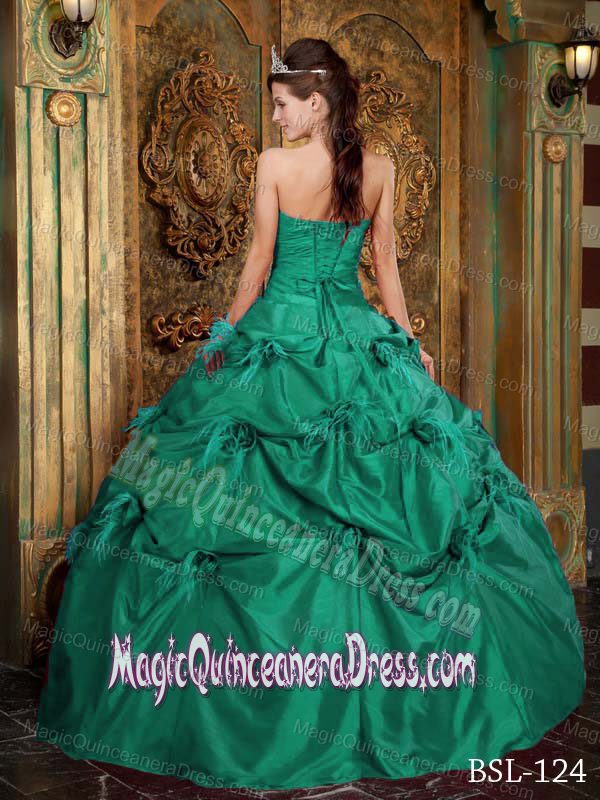 Flowers Ruche and Pick Ups Quinceanera Dress in Green near Morgantown