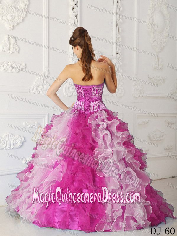 Multi-color A-Line Sweetheart Organza Beading Dress For 2013 Quinceanera