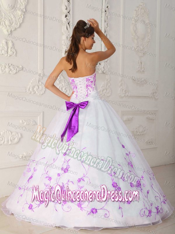 White Strapless Embroidery Quinceanera Dress Custom Made in Moab UT