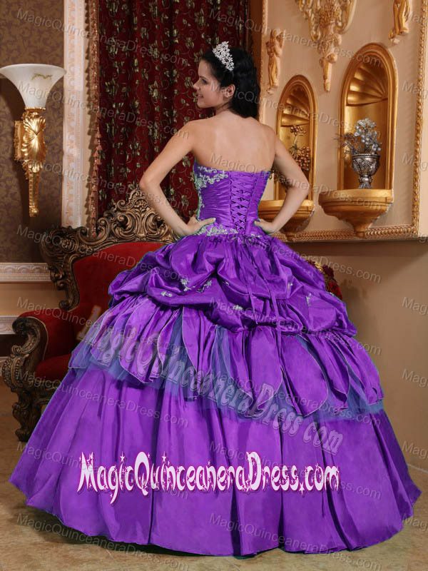 Strapless Appliques and Pick-ups Purple Quinceanera Dress in College Station