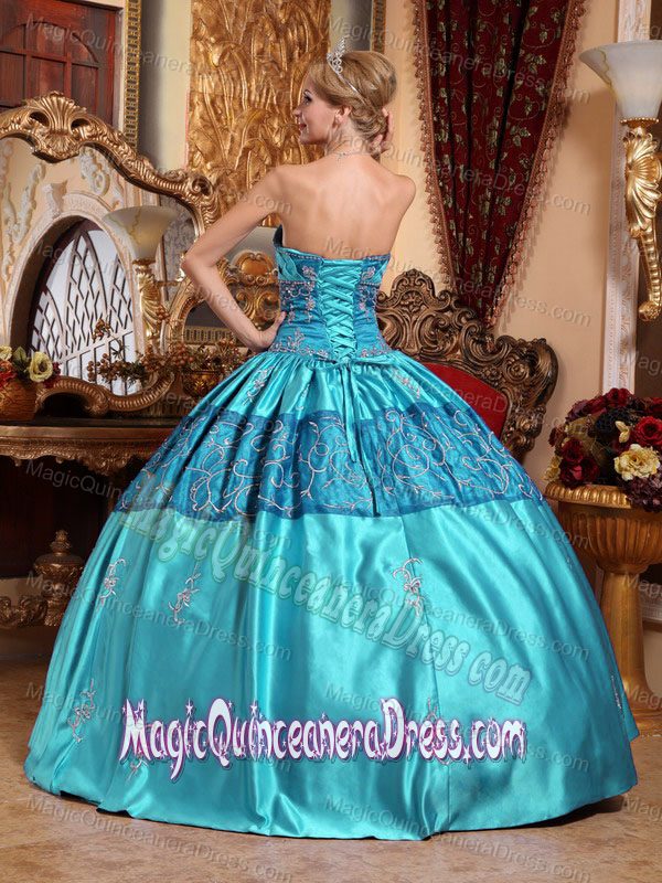 Brand New Sweetheart Embroidery Teal Quinceanera Ball Gown in Carrollton TX