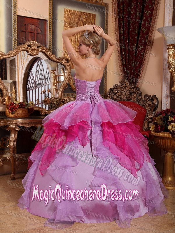 Affordable Purple Sweetheart Beaded Organza Quinceanera Dress in Gatlinburg