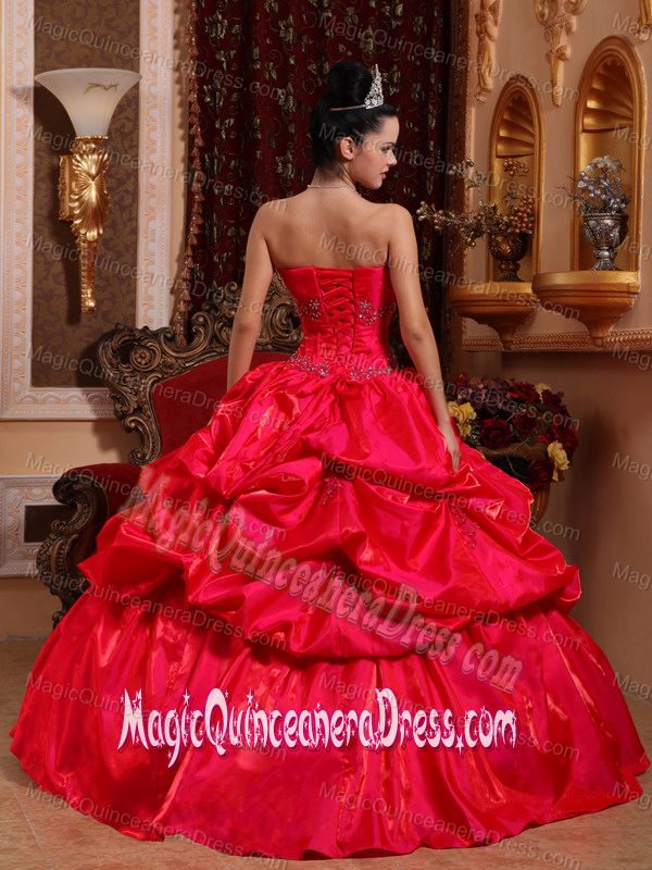 Tasty Long Red Strapless Quinceanera Dress with Beading in Clarksville TN
