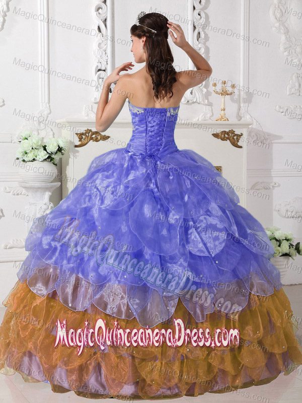 Long Colorful Strapless Organza Appliques Quinceanera Dress in Columbia SC
