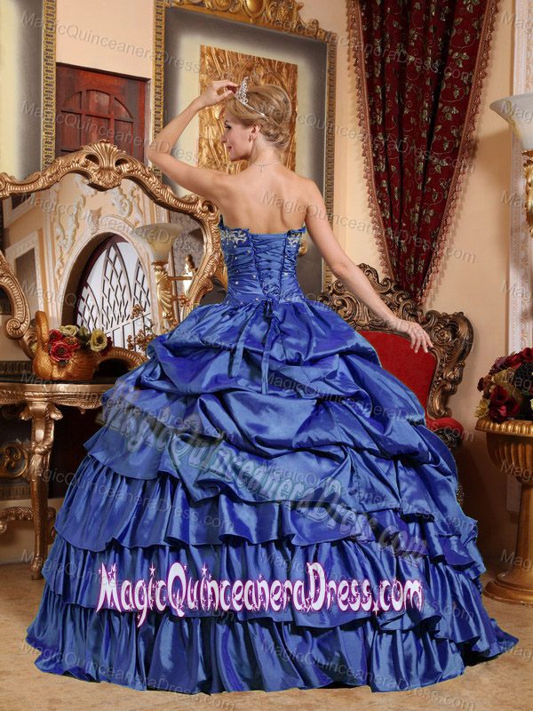 Strapless Appliques and Pick-ups Blue Quinceanera Gown in Hilton Head Island