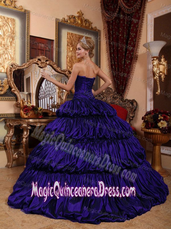 Purple Sweetheart Quinceanera Dress with Appliques and Pick-ups in Clemson