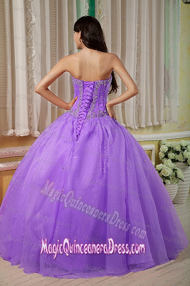 Purple Ball Gown Sweetheart Organza Beading Sweet 16 Dresses in Somerville