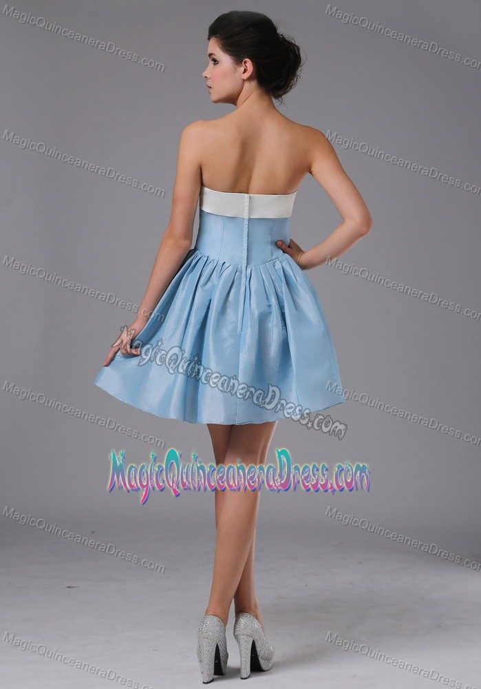 Cute Zipper-up Light Blue Strapless Short Cocktail Dresses For Dama in Union