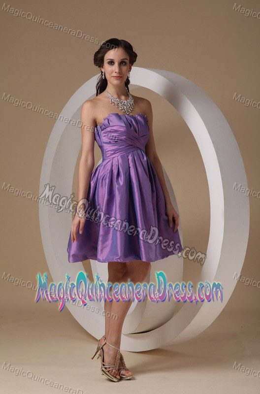 Unique Lavender Taffeta Strapless Mini-length Dresses For Dama in Kalispell
