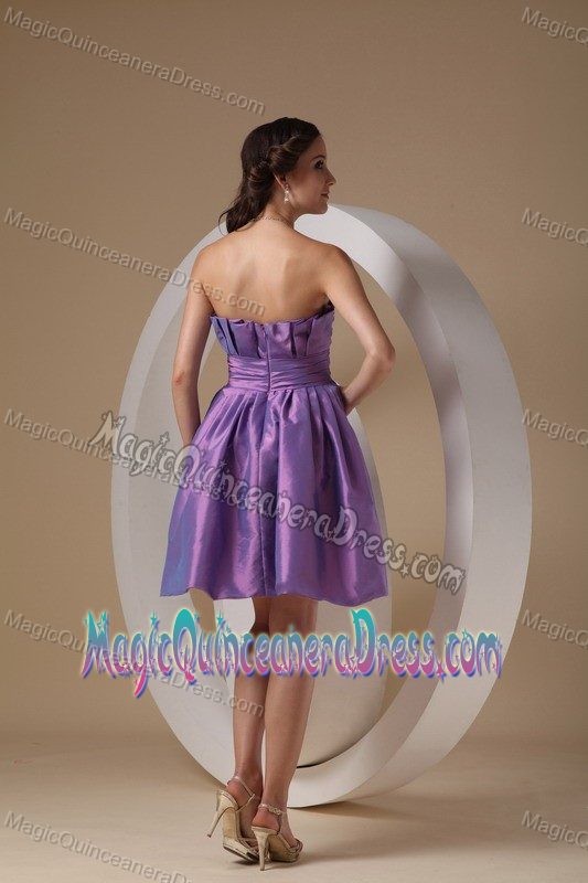 Unique Lavender Taffeta Strapless Mini-length Dresses For Dama in Kalispell