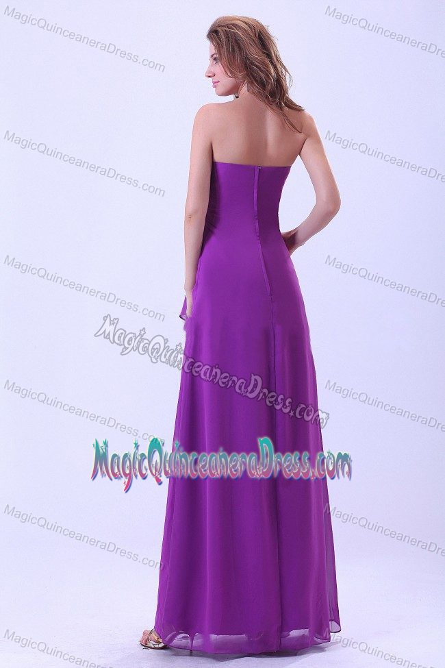 Zipper-up Strapless Floor-length Damas Dresses For Quinceanera in Purple