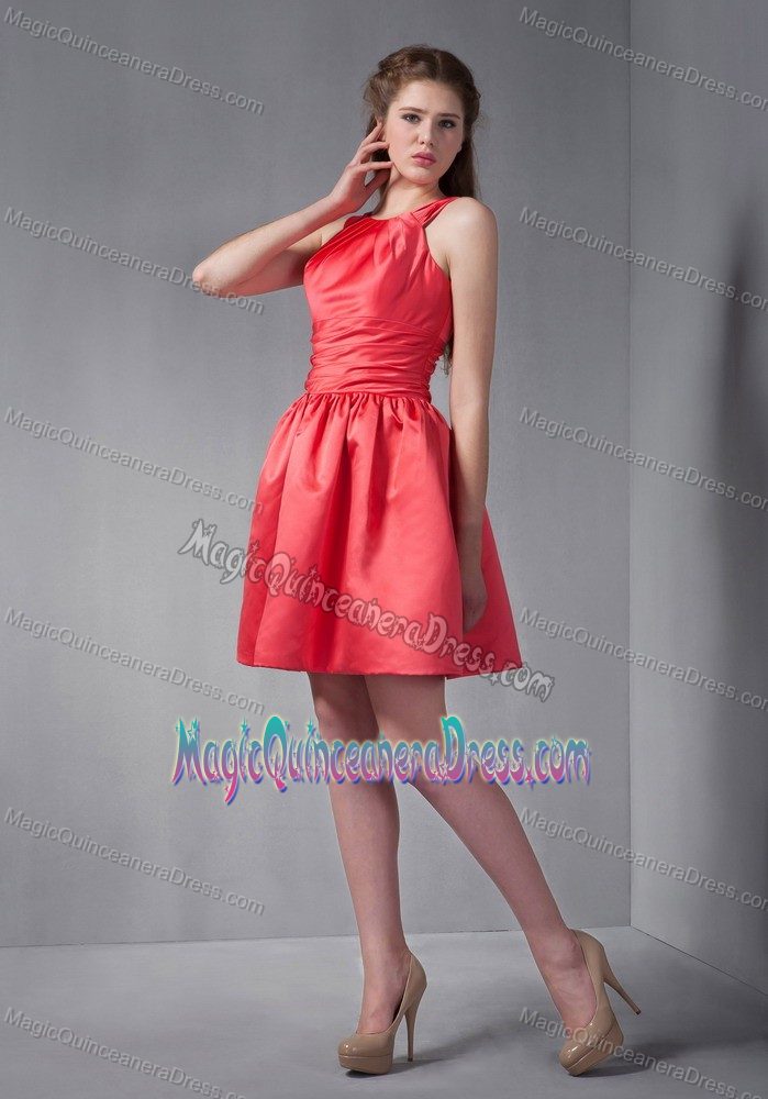 Lovely Scoop Low Back Red Mini-length Dama Quinceanera Dress in Elmira