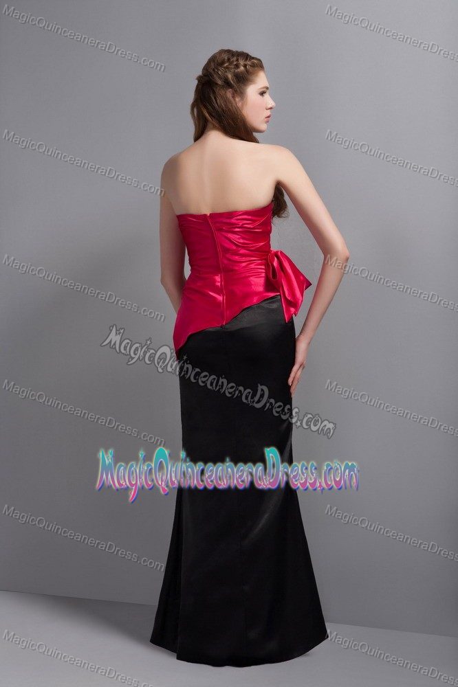 Simple Hot Pink and Black Strapless Floor-length Formal Dresses For Dama