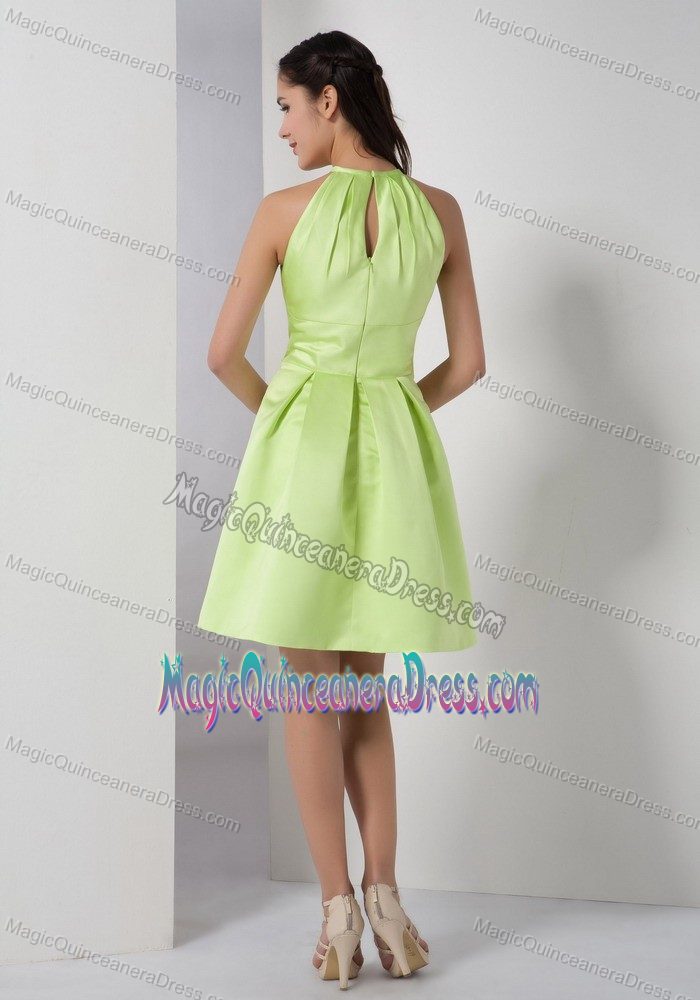 Exclusive High-neck Yellow Green Short Prom Dress For Damas with Cutout