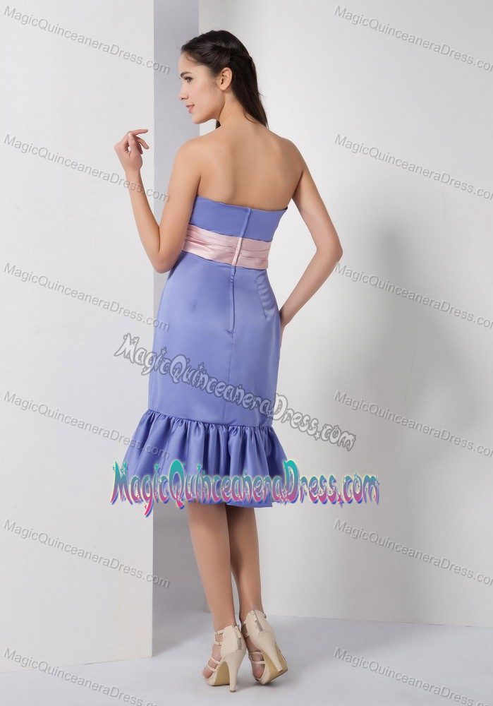 Unique Lilac Ruched Strapless Quince Dama Dress with Ruffle-layers in Boise