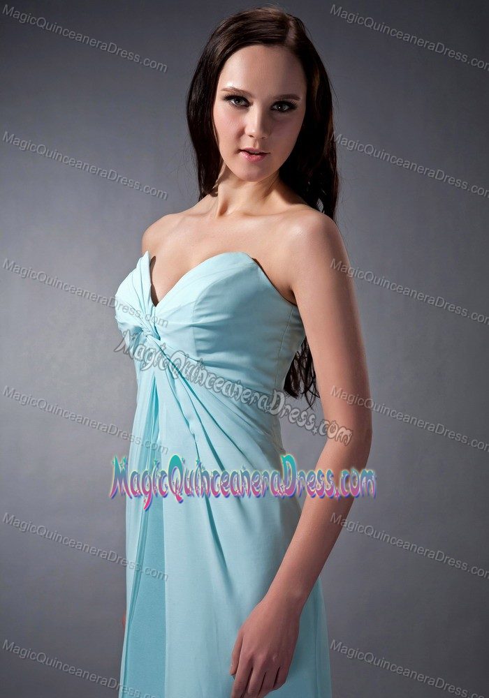 Zipper-up Light Blue Sweetheart Full-length Prom Dresses For Dama in Kihei