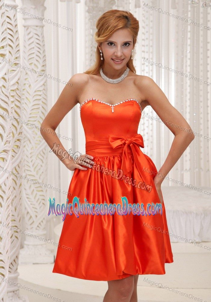 Orange Princess Sweetheart Dress for Dama with Beading and Bowknot in Montrose