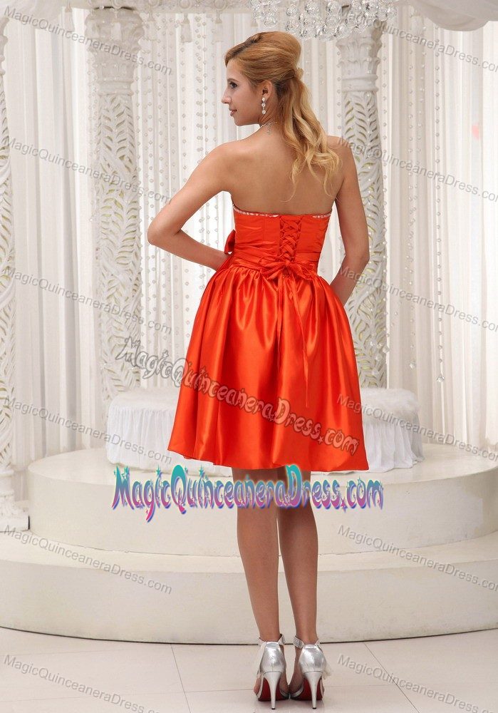 Orange Princess Sweetheart Dress for Dama with Beading and Bowknot in Montrose