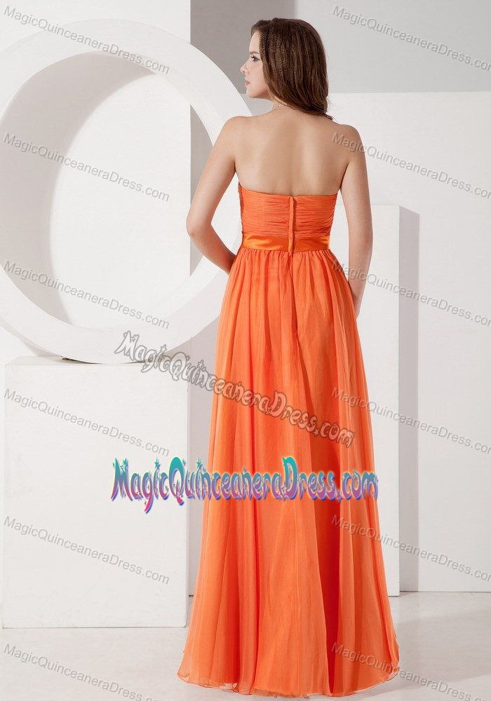 Empire Strapless Ruched Floor-Length formal Dress for Dama in Orange in Kinross