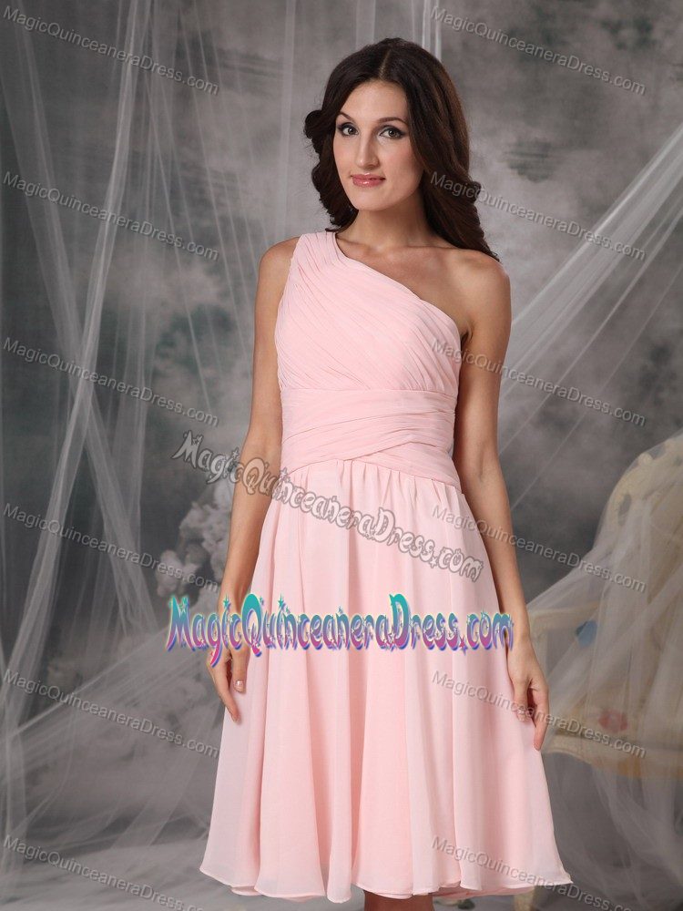 Custom Made One Shoulder Baby Pink Short Dresses for Damas in Style