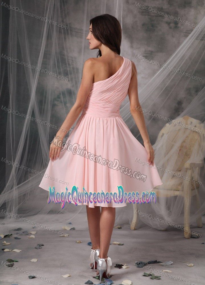 Custom Made One Shoulder Baby Pink Short Dresses for Damas in Style