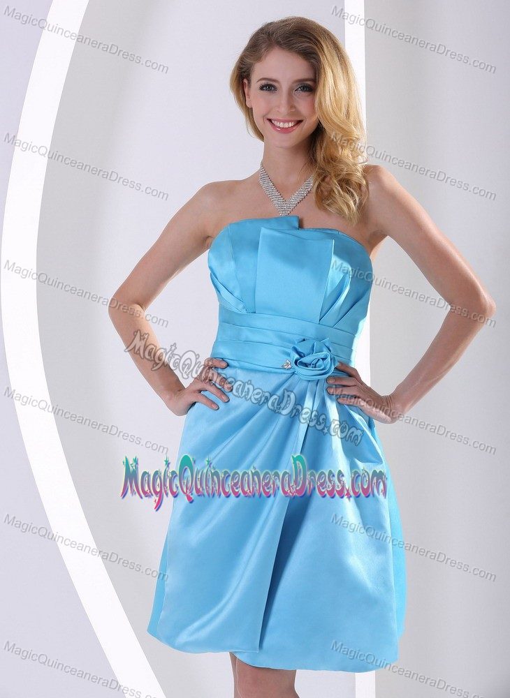 2013 Beautiful Aqua Blue Short Quince Dama Dresses with Flower under 100