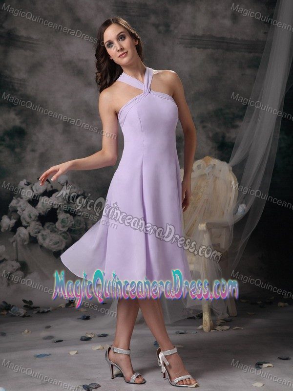 Lilac V-neck Chiffon Mini-length 15 Dresses For Damas in Gig Harbor WA