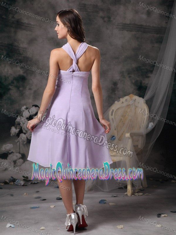 Lilac V-neck Chiffon Mini-length 15 Dresses For Damas in Gig Harbor WA