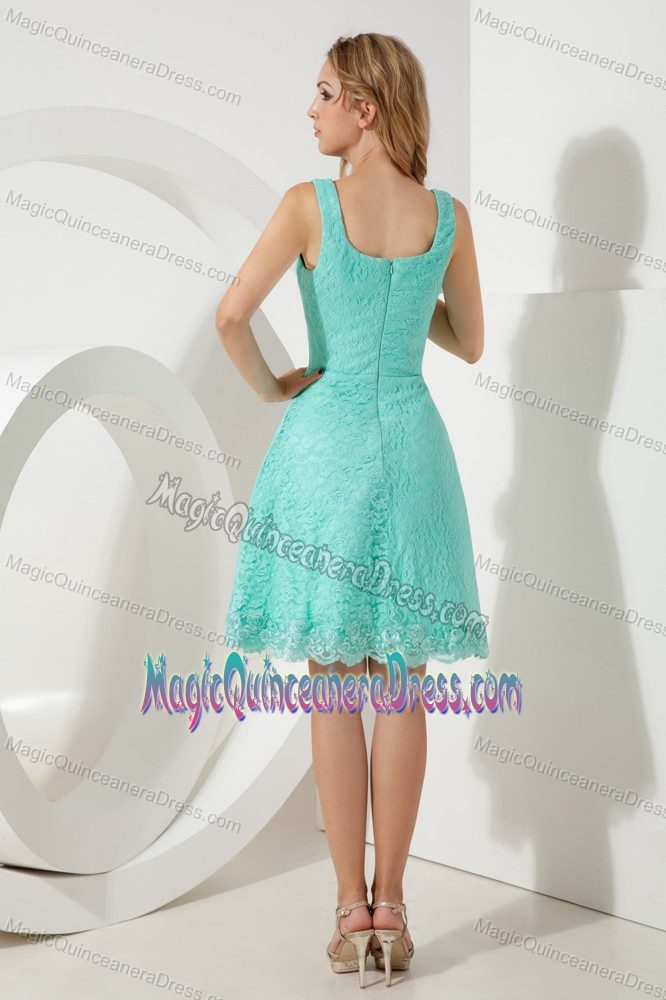 Mini-length Lace Turquoise Dama Dress For Quinceaneras in Lynnwood WA