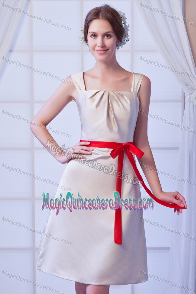 Champagne Square Dama Dress For Quinceanera in Antofagasta Chile with Bow