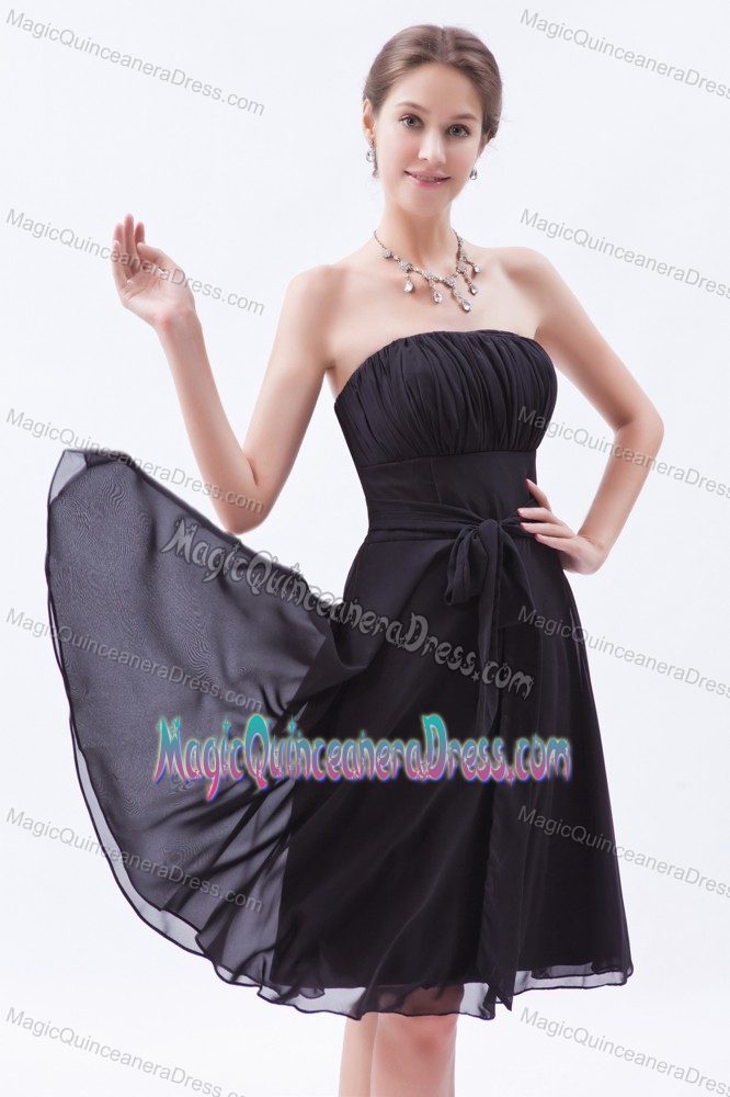 Strapless A-line Bow Brown Dama Dress For Quinceanera in Funza Colombia
