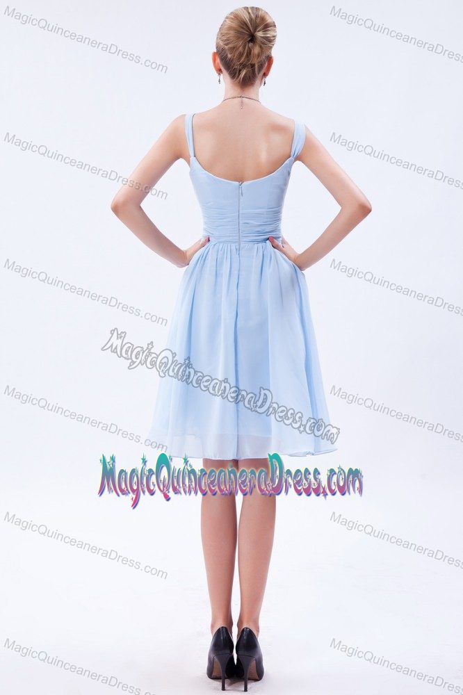 Baby Blue Straps Ruches Dama Dress For Quinceanera in Tunja Colombia