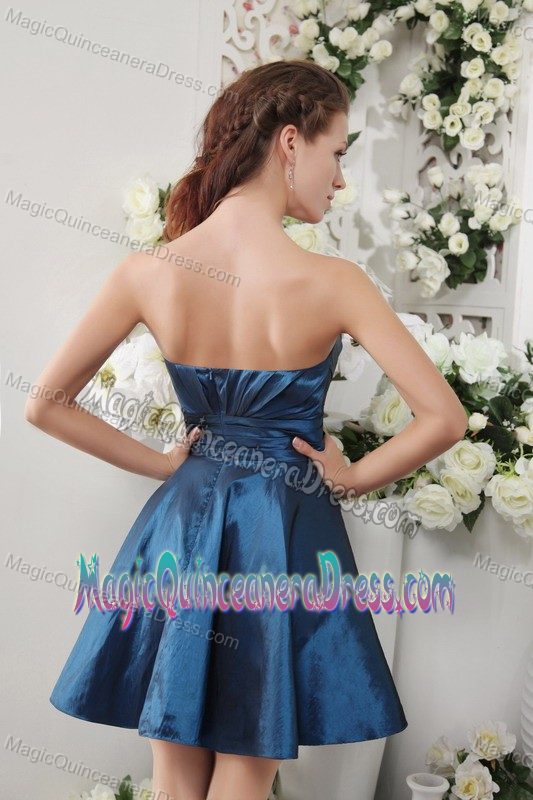 Navy Blue Strapless Ruches Dama Dress For Quinceanera in Barbosa Colombia