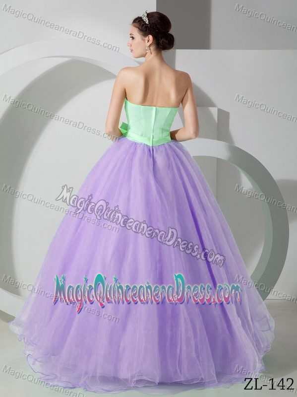 Lovely Green and Lilac Strapless Long Quinceanera Gown with Sash in Troy