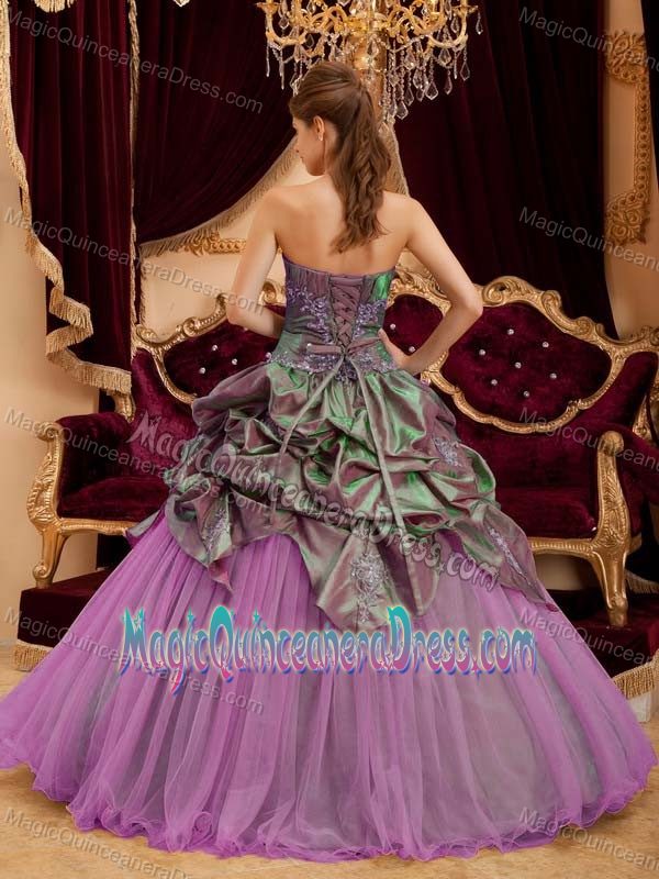 Rose Pink Strapless Princess Quinceanera Gown with Pick-ups in Cedar Rapids