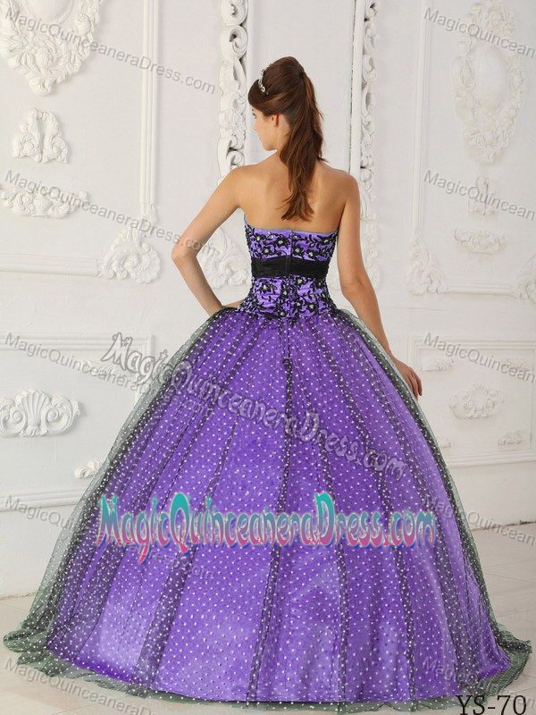 Purple Strapless Floor-length Quinceanera Gown Dress with Beading in Ames