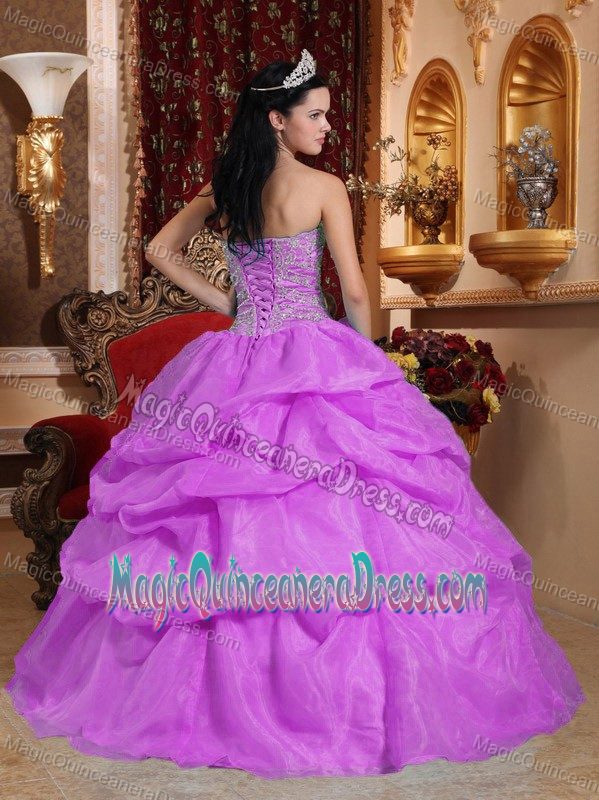 Lavender Sweetheart Floor-length Sweet 16 Dress with Beading and Pick-ups