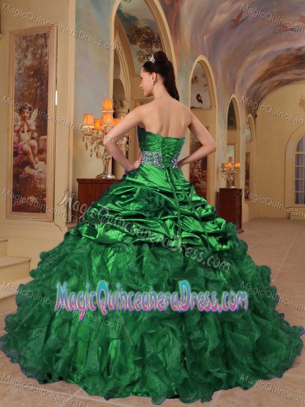 Sweetheart Floor-length Green Quinceanera Dress with Ruffles in Coloma