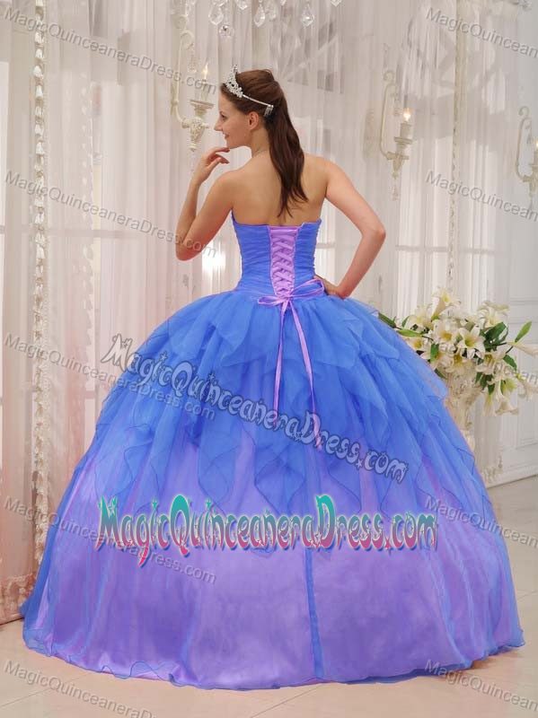 Blue Strapless Floor-length Quinceanera Dresses with Beading in Appleton