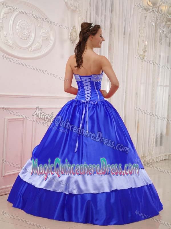 Sweetheart Floor-length Quince Dresses in Blue with Beading and Bowknot