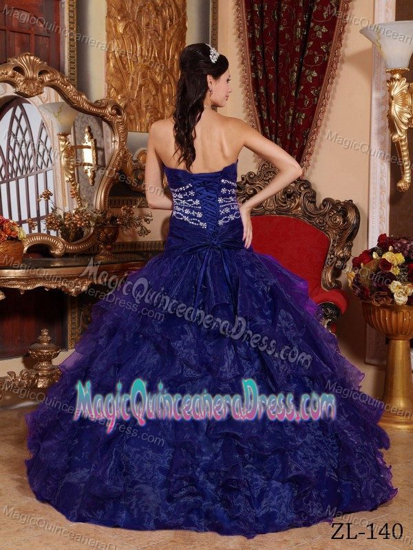 Dark Blue A-line Sweetheart Quinceanera Dress with Beading in Camden