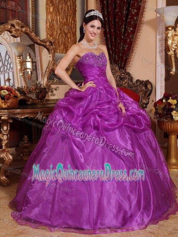 Purple Sweetheart Floor-length Quinceanera Gown Dresses with Beading