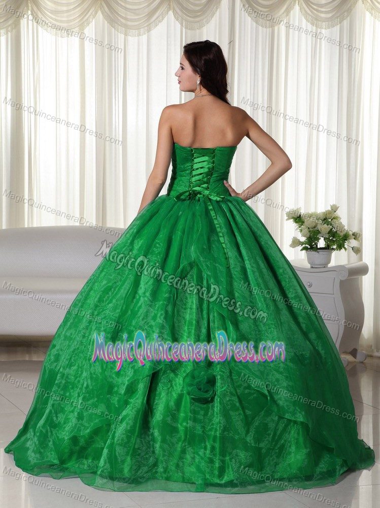 Popular Green Ball Gown Quinceanera Dresses with Flowers and Beading