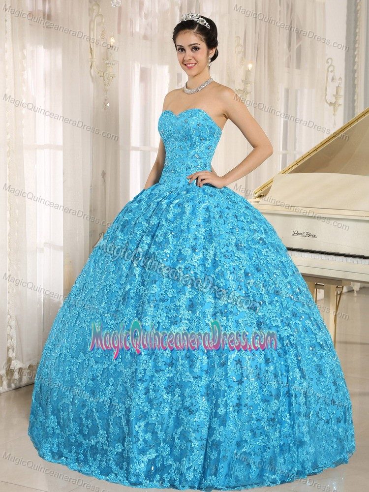 2013 Recommended Teal Quinceanera Gown Dresses with Embroidery