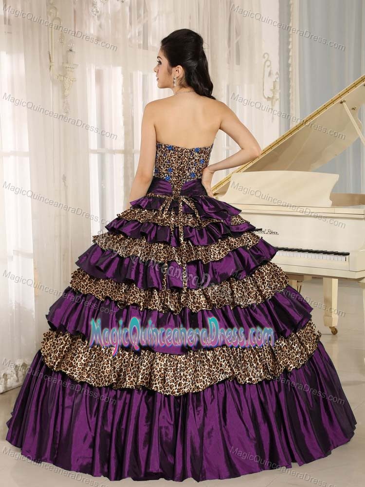 Leopard Multi-color Dress for Quinceanera with Layers in Tartagal Argentina