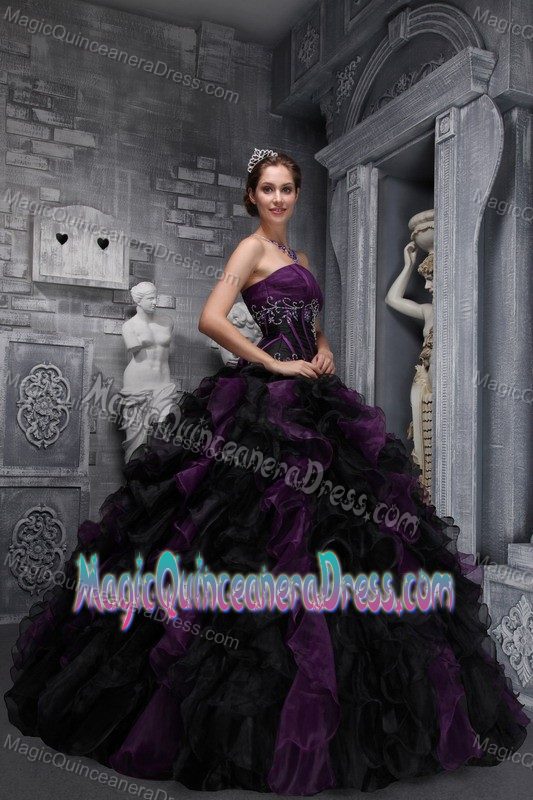 Mature Strapless Ruffled Dark Purple Quince Dresses in Resistencia Argentina