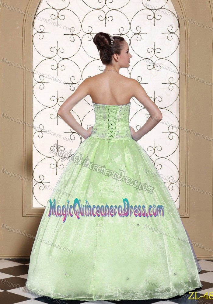 New Style Beaded Yellow Green Quinceanera Gown Dresses in Organza