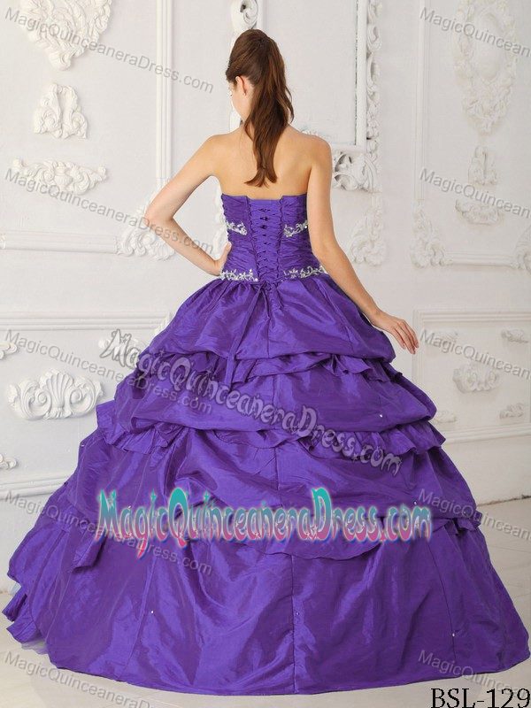 Purple Princess Sweetheart Appliques with Beading Quinceanera Gown Dress