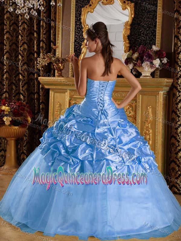 Aqua Blue Ball Gown Taffeta and Tulle Beading Quinceanera Dress in Allentown